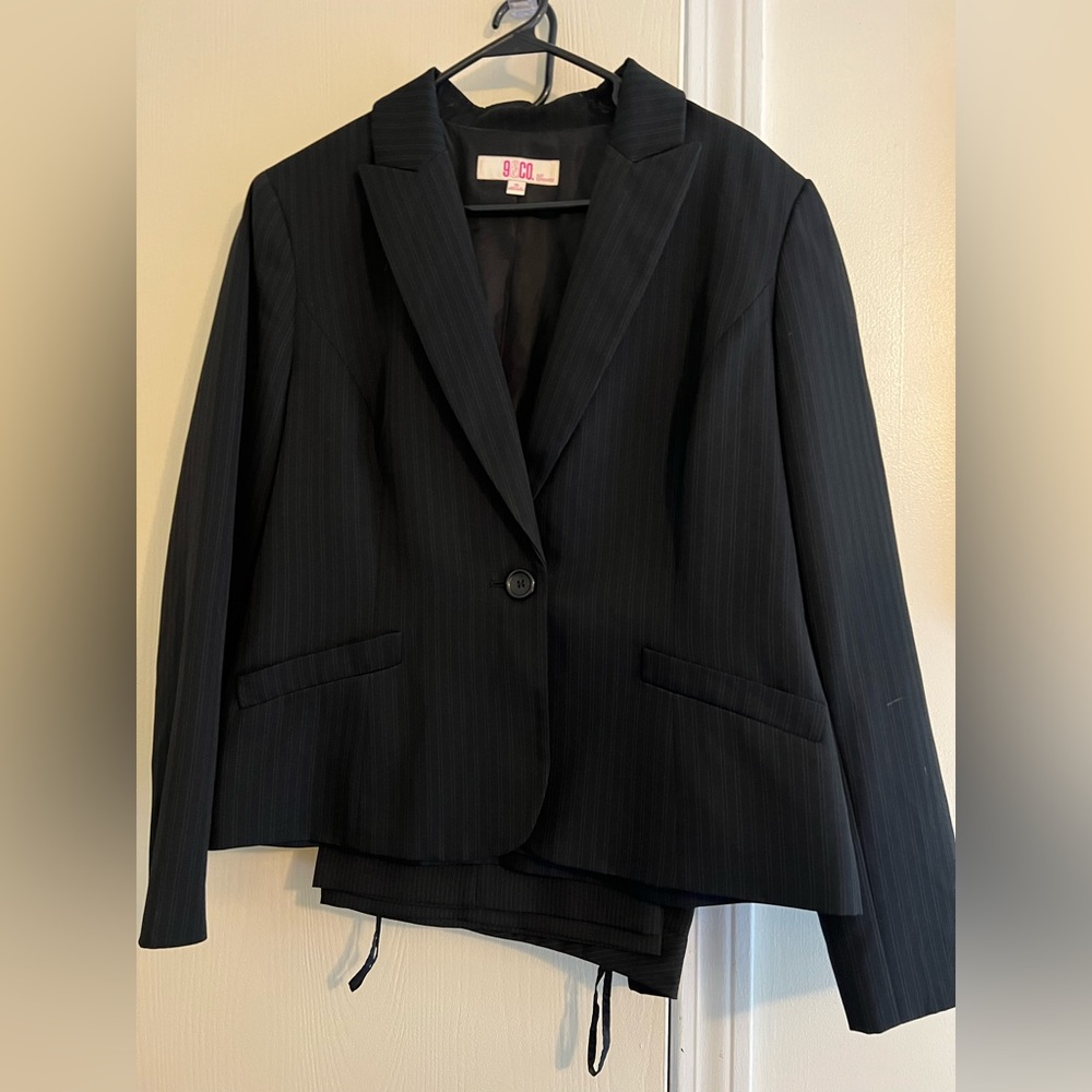 Black Pinstripes Suit Jacket and Pants
